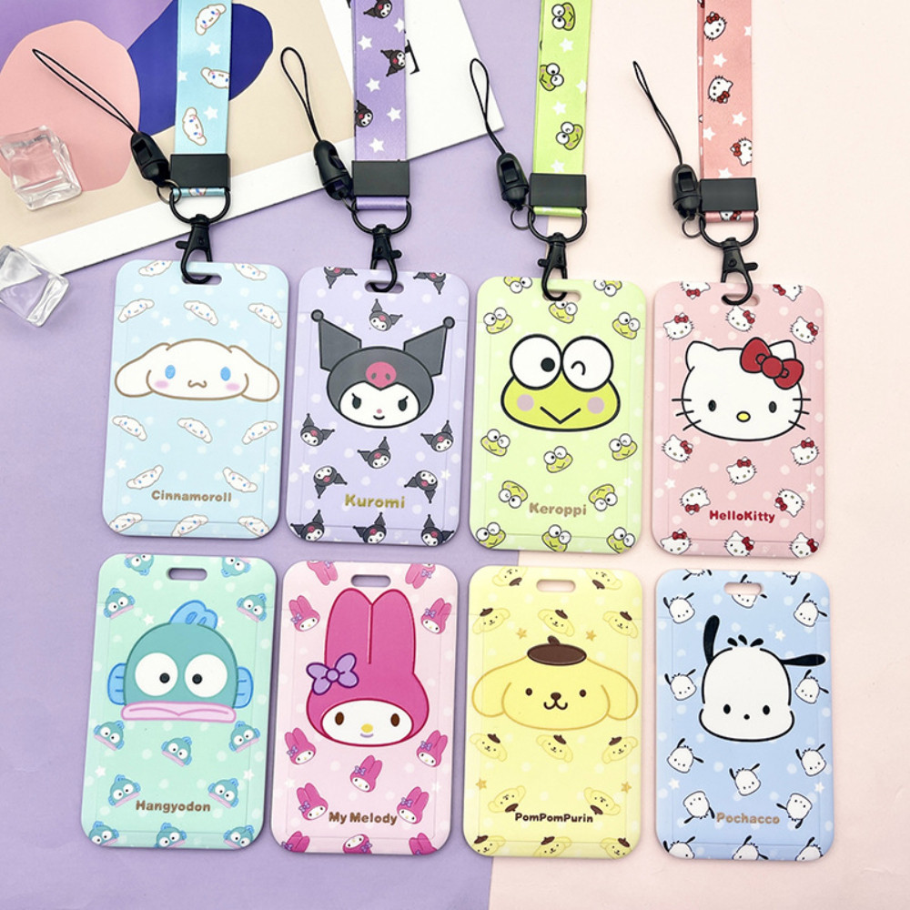 SANRIO เชือกเส้นเล็ก ซานริโอ คุโรมิ ทํานอง สําหรับคอนักเรียนแขวนคอบัตรวิทยาเขต รหัส การ์ดเคสป้องกันกันน้ํา