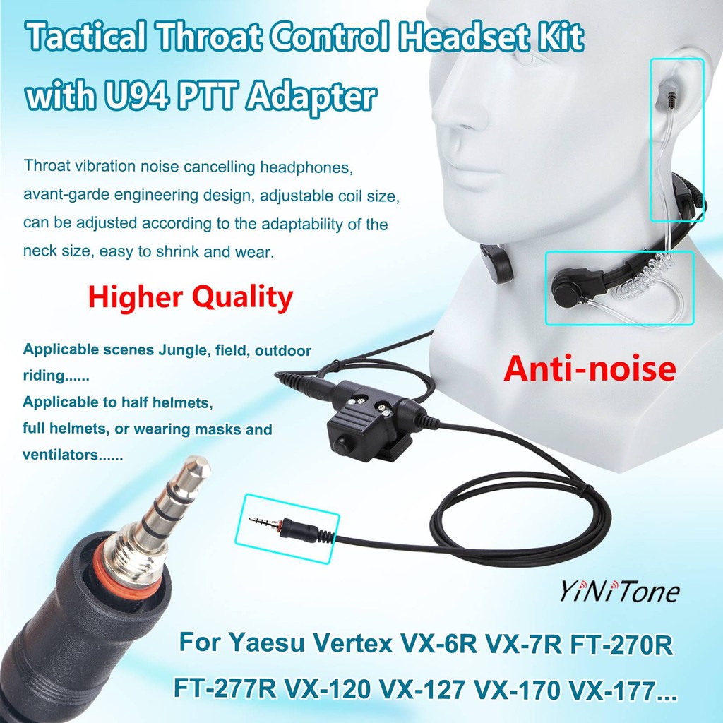 ชุดหูฟังสําหรับ Yaesu Vertex VX6R FT270R วิทยุ ชุดหูฟังลดเสียงรบกวนควบคุมคอแบบยืดไสลด์พร้อม U94 PTT