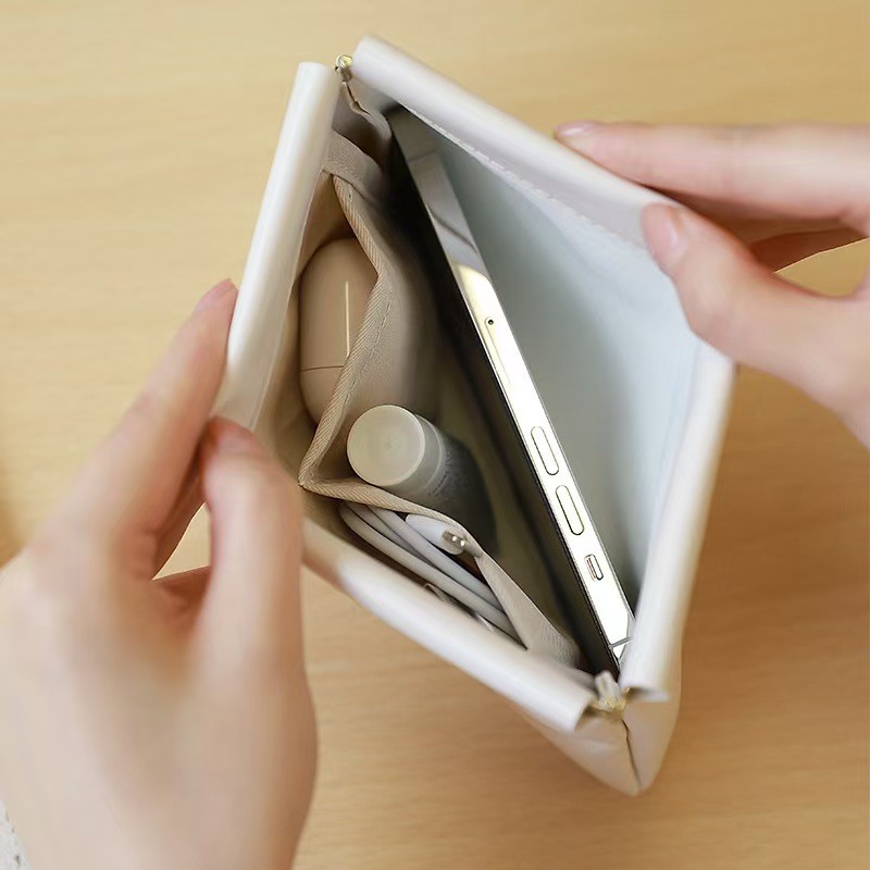 RADIANCE กระเป๋าเครื่องสำอางค์ กระเป๋าลิปสติก PU แบบพกพา เก็บเหรียญ กุญแจ  ลิปสติก หูฟัง อเนกประสงค์ - รูปที่ 3