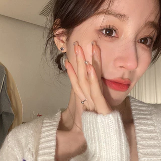 มินิน่ารักส925ต่างหูดอกไม้ชุบเงินหูกระดุมเจาะเครื่องประดับอุปกรณ์เสริม