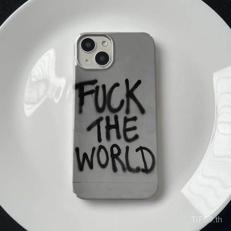 Graffiti สีดำยุ่งอังกฤษเคส iPhone สำหรับ iPhone 15PROMAX 7/8PLUS xsmax XR XS 13pro เคสมือถือเคสแข็ง13 14 12 11 PROMAX กันกระแทก15 14 12 11 Pro เคสกันกระแทก8cbc