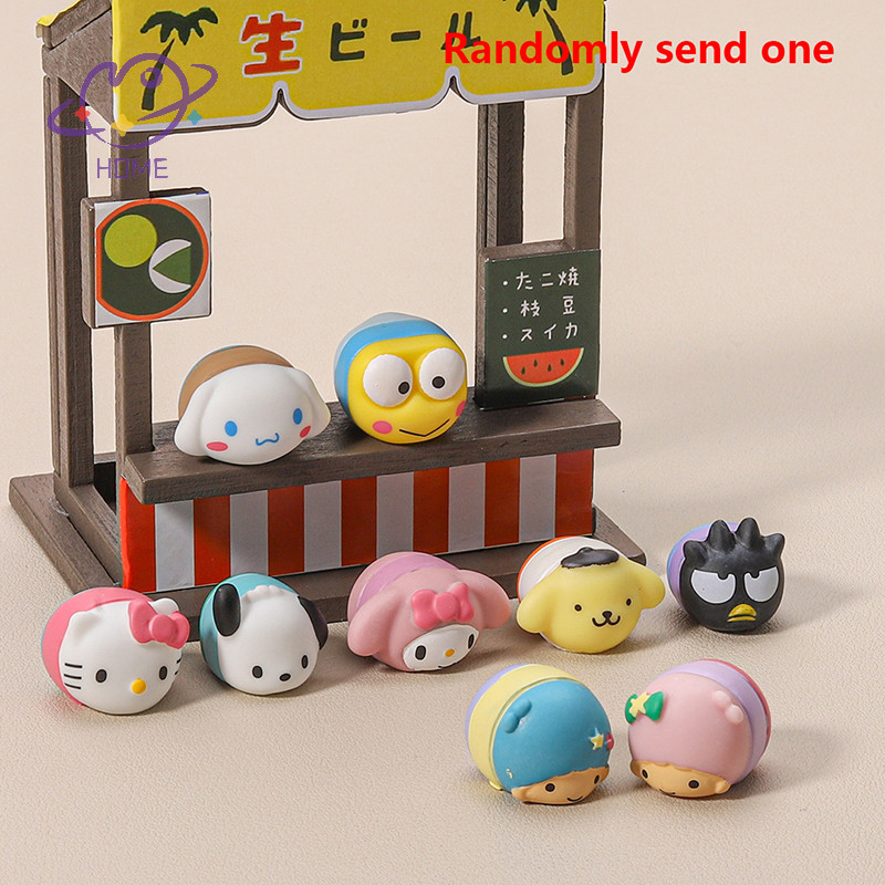 [mayhome] 1pc ของเล่นคริสต์มาสสําหรับเด็ก My Melody ตัวเลข Sanrio Hello Kitty Lie Down Action Figure Pom Pom Purin Kawaii Mini ของขวัญรุ่น {TH}