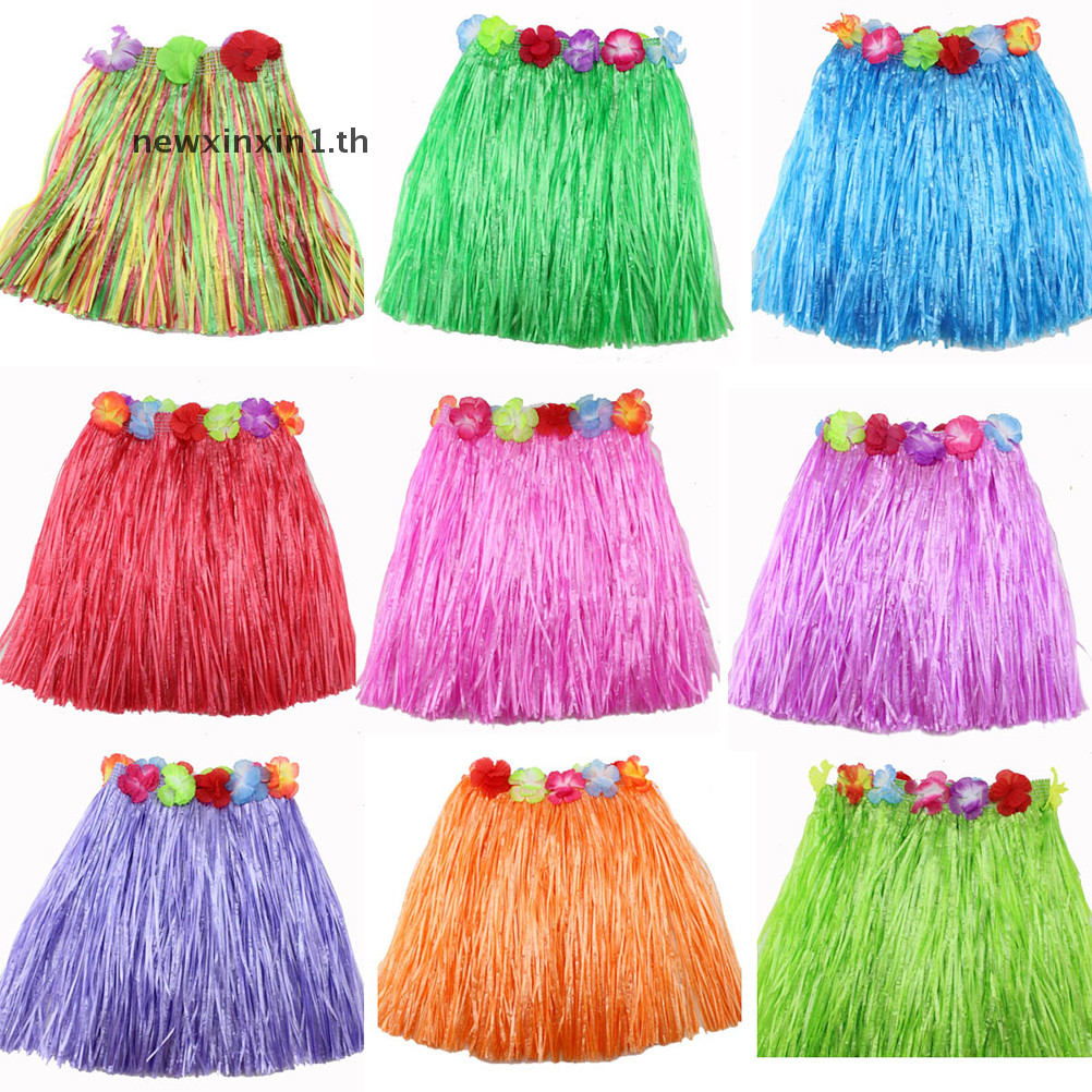 *NT* กระโปรงหญ้าฮาวาย กระโปรงฮูลา ชุด Lei Luau Party Dance Beach Dress Up {T}