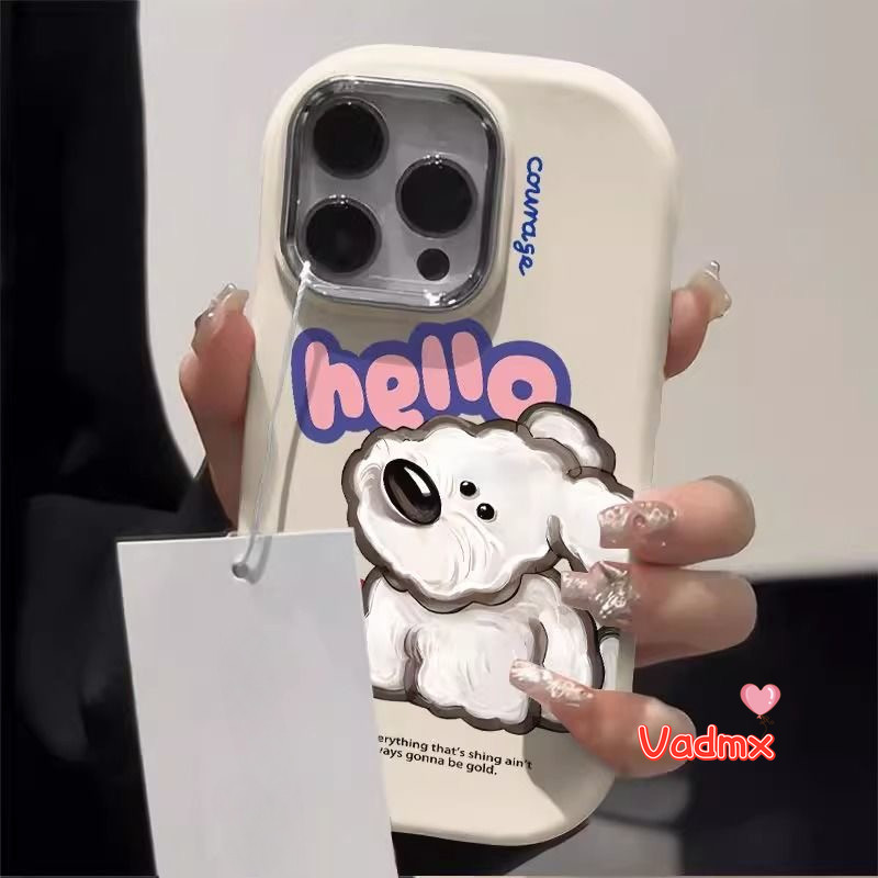 น่ารัก Hello สีขาวสุนัขสําหรับ Vivo V40 V30 V29 Pro V27 Pro V27E V23 V21 V21S V20 Y100 X90 Pro Y77 Y76S Y74S Y76 Y76 Y76 Y16 Y02S X100S X100S X100S นุ่มฝาครอบตุ๊กตาสุนัข