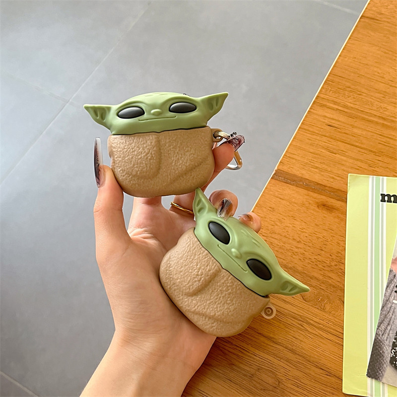 สําหรับ Baseus WM01 WM02 กรณี 3D น่ารักการ์ตูน Star Wars Yoda นุ่มหูฟังซิลิโคนหูฟังพร้อมพวงกุญแจ