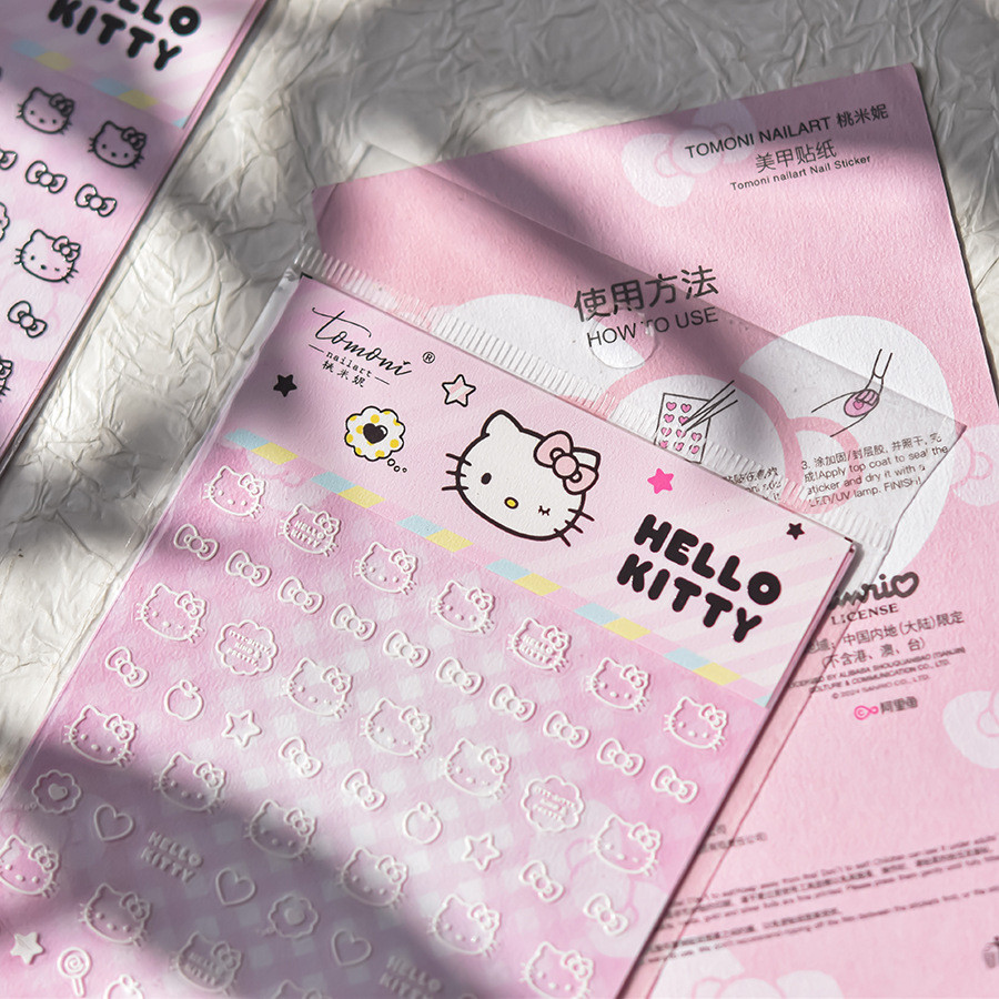 [Meow.sensei] Sanrio & TOMONI ร่วมมือกันสติกเกอร์ทำเล็บสำหรับเด็กบางและแข็งของแท้แบรนด์ร่วมชุดแมวคิตตี้