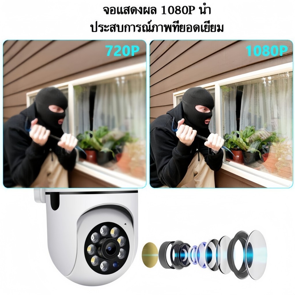 กล้องวงจรปิด360wifi PTZ HD5MPOutdoorIndoorwireless IP Securety CCTVCameraภาพคมชัดผ่านมือถือ app v380pro