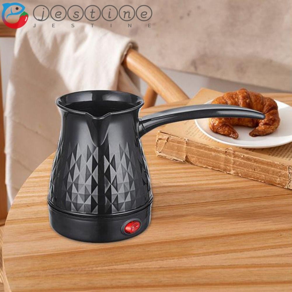 Jestine หม้อกาแฟตุรกี, ไฟฟ้า 600W กาต้มน้ําเอสเปรสโซ, เครื่องชงกาแฟพลาสติกตามหลักสรีระศาสตร์ด้ามยาวมินิเครื่องชงกาแฟตุรกีสํานักงาน