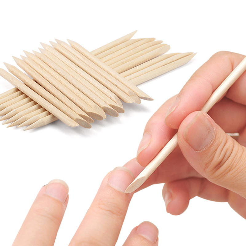 100/50pcs เล็บ Pusher ไม้ Sticks Cuticle Pusher Remover Rhinestones Dotting Removal ทําเล็บมือ Pedicure Care เครื่องมือ