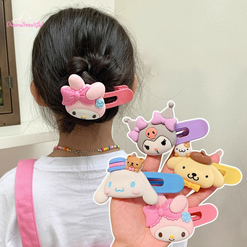 <DBFl> 1pc การ์ตูนน่ารักขนาดใหญ่คลิปด้านข้างใหม่ Kawaii Sanrio Kuromi My Melody Cinnamoroll กิ๊บติดผมของเล่นสําหรับหญิงผม DIY อุปกรณ์เสริมใหม่