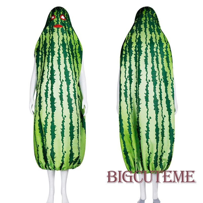 []-ชุดแตงโมคอสเพลย์ฮาโลวีนผลไม้ตลกสําหรับผู้ชาย/ผู้หญิง