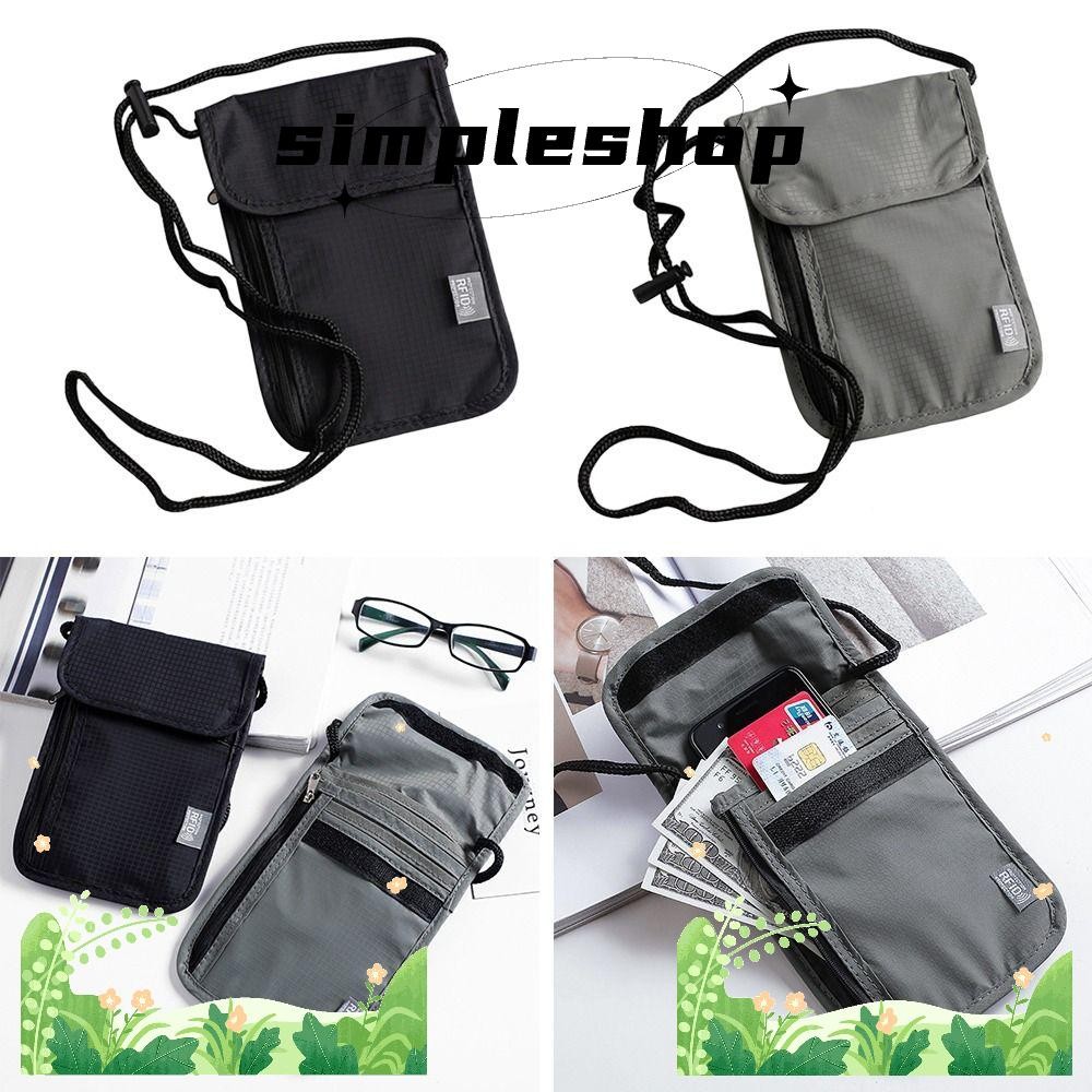 Simple RFID Passport ID Bag, กระเป๋าเอกสารกันน้ําไนลอน, กระเป๋าสตางค์อเนกประสงค์แบบพกพาผู้หญิง
