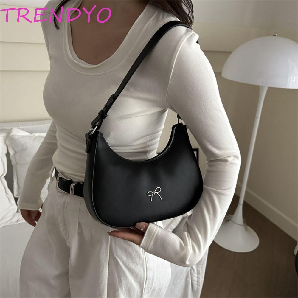 Trendyo Bowknot Underarm Bag, New Design PU Leather Bowknot Armpit Bag, Trend Sweet Korean Luxury Y2K Handbag Girls