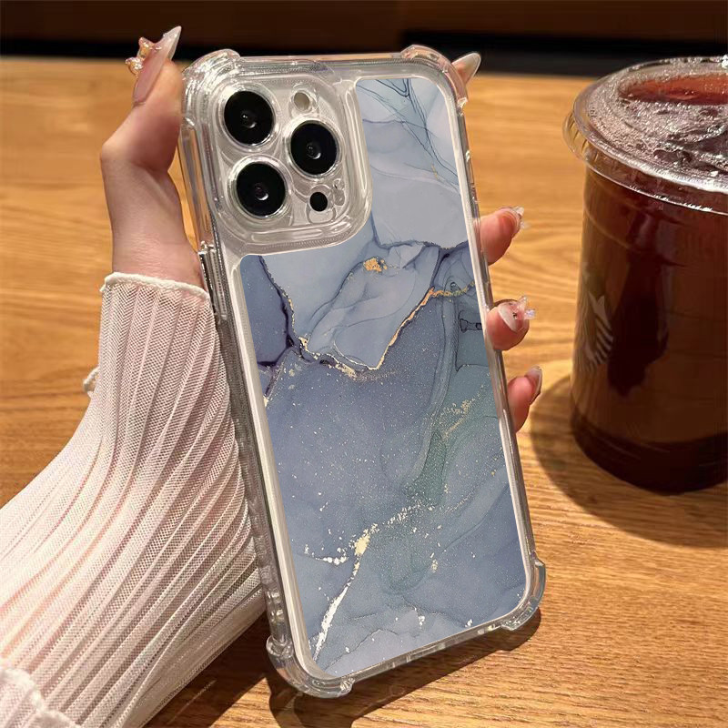 MAX เคสโทรศัพท์มือถือแบบใส กันกระแทก หินอ่อนที่สวยงามลายการ์ตูน for 7 Plus X/XR 11/13/12/14/15 Plus เคสโทรศัพท์