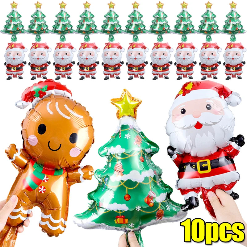 10 ชิ้น/เซ็ตมินิอลูมิเนียมฟอยล์ลูกโป่งคริสต์มาส-ขิงMan Santa Claus Xmas Treeบอลลูน-Xmas Partyตกแต่งของเล่นเด็ก