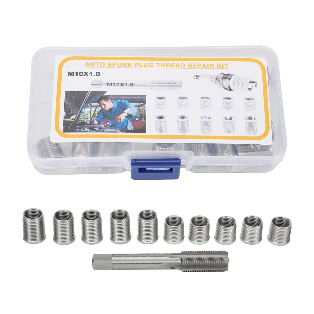 [LSAR] 10pcs Thread Hole Repair Tools โลหะ M10 X 1.0 Nuts และ 1PCS M12 x1.0 Tap
