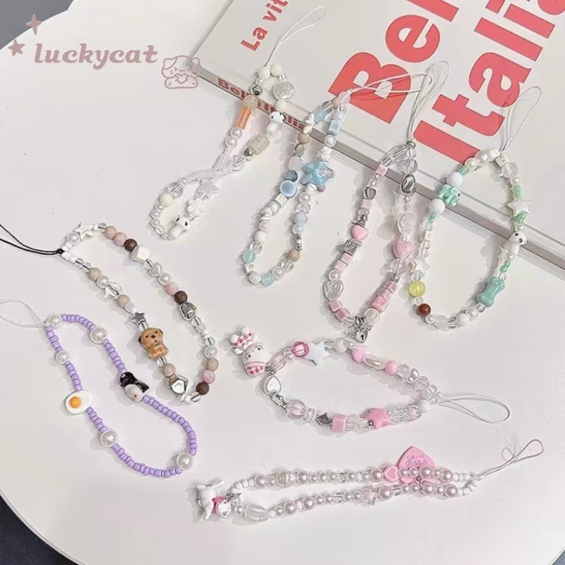 Ins Creative เซรามิคช้างสุนัขแมวโทรศัพท์ Lanyard Airpods Lanyard Key Lanyard โทรศัพท์เครื่องประดับ Loss ป้องกันฤดูใบไม้ร่วงอุปกรณ์เสริมโทรศัพท์