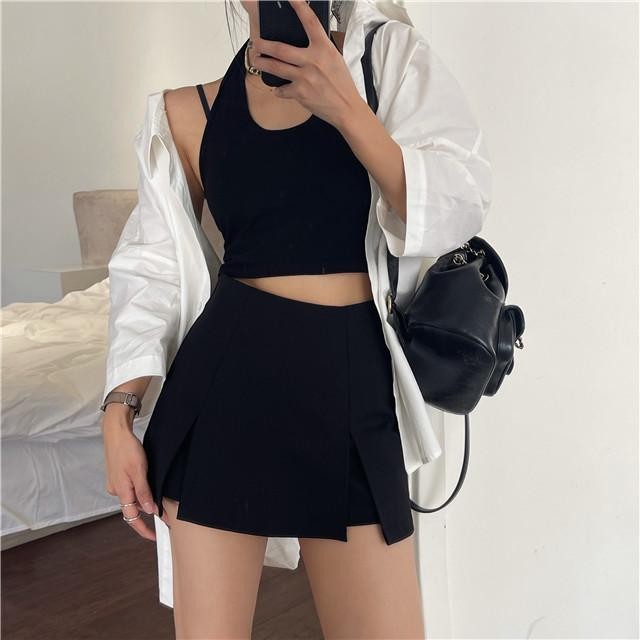 MIMI&DIDI#กางเกงกระโปรงเอวสูง แฟชั่น อเนกประสงค์ ผ่าข้าง สำหรับผู้หญิง  ใส่หน้าร้อน มาใหม่ สั้น#8824 - รูปที่ 6