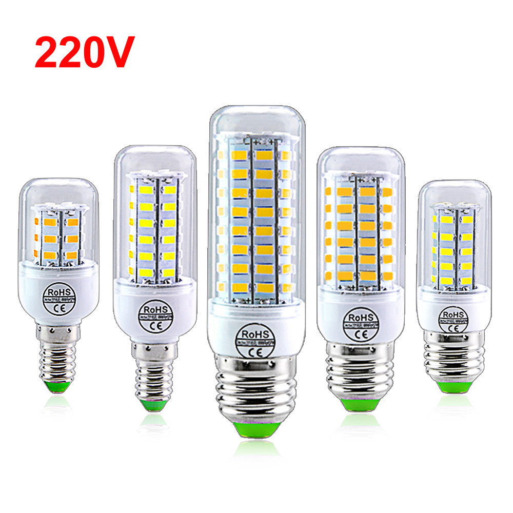 Bzstb AC 220V E27 E14 หลอดไฟ LED ข้าวโพด 24 36 56 72 LEDs 5730SMD หลอดไฟ LED ในครัวเรือนเปลี่ยน Spotlight 10W 12W 16W 24W