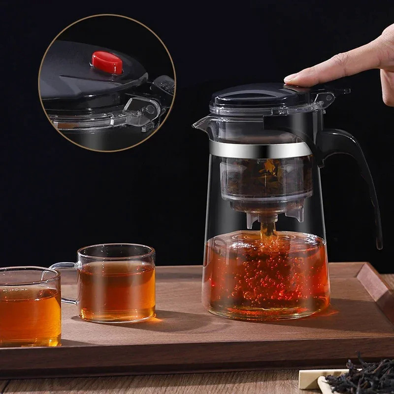 Tea Pot For Tea With Infuser Glass Kettle Heat Resistant Tea Maker Flower Tea Herbal Pot Convenient 