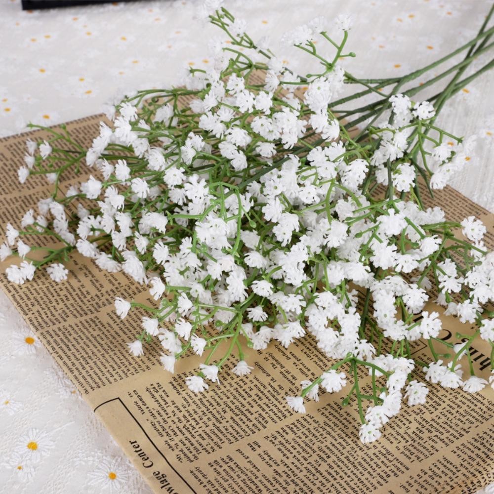 Lontime 10 ชิ้น Gypsophila ดอกไม้, ประดิษฐ์ตกแต่งบ้านปลอม Baby Breath ดอกไม้, Party Supply ช่อดอกไม้ DIY อุปกรณ์เสริมพลาสติกจําลองดอกไม้คริสต์มาส - รูปที่ 4