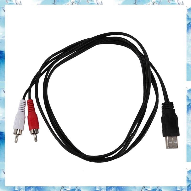 [ ] 1.5m Usb A Male To 2X Phono Male Av Cable Lead Pc Tv Aux Audio Video Adapter