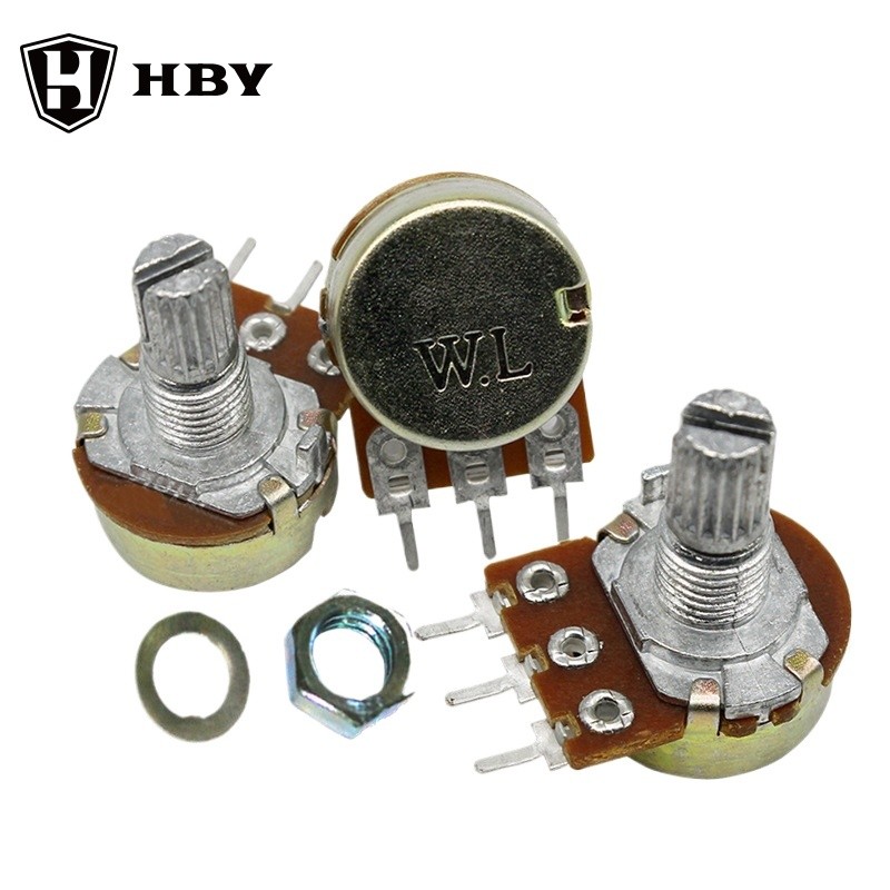 Wh148 15 มม.B1K B2K B5K B10K B20K B25K B50K B100K B500K B1M Single Turn Variable Resistor / Potentiometer
