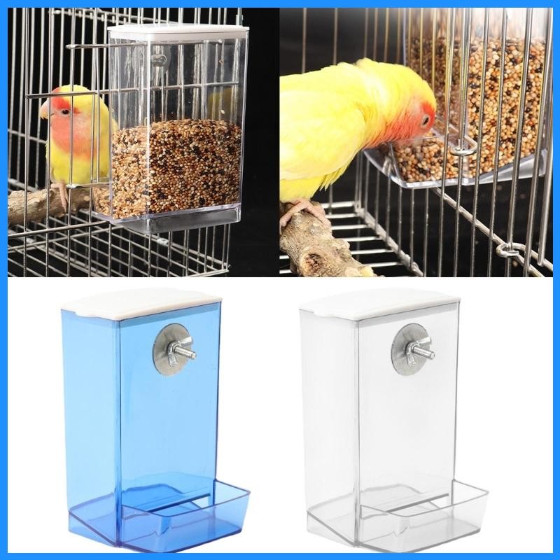 Lu Pet Bird Antisplash Feeding Box เครื่องให้อาหารนกอัตโนมัติเครื่องป้อนสกรูกันฝุ่น