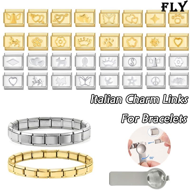 แฟชั่นและเรียบง่ายอิตาเลี่ยน Charm สร้อยข้อมือ Fit 9 มม.สร้อยข้อมือสแตนเลส DIY เครื่องประดับทําอุปกรณ์เสริม Retro บุคลิกภาพโมดูลสร้อยข้อมืออุปกรณ์เสริม
