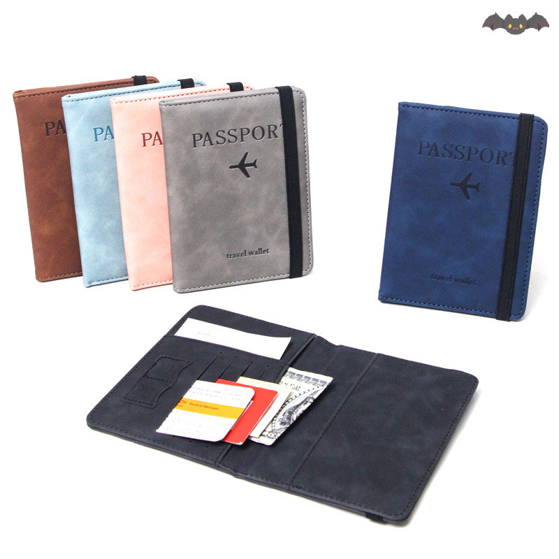 [PE] ผู้หญิงผู้ชาย RFID Vintage Business Passport Covers Holder Multi-Function ID Bank Card PU Leather Wallet Case Travel Accessories TH