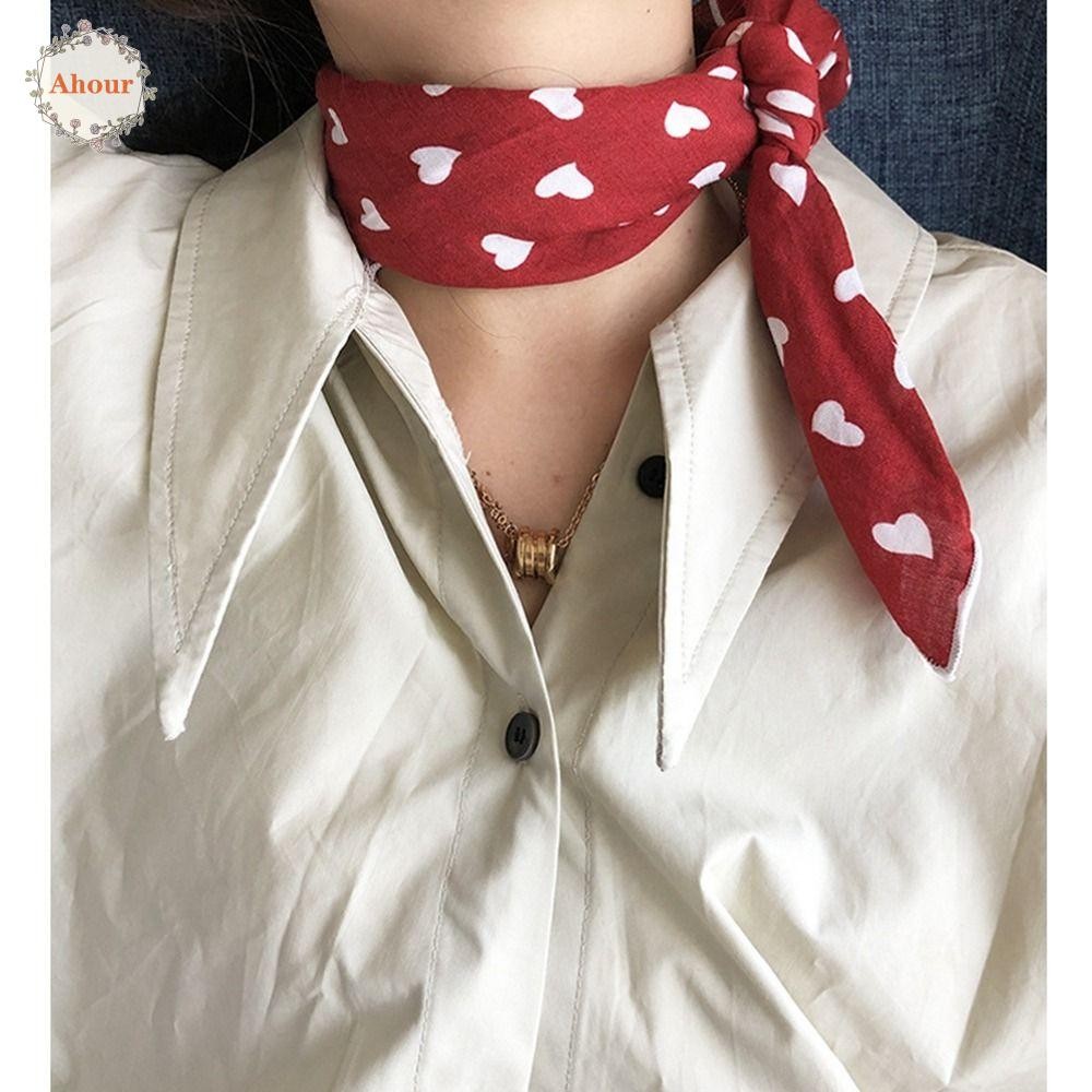 อาห์ร์ ผ้าพันคอไหมคาดศีรษะคลาสสิกที่เรียบง่ายหญิงผ้าคลุมไหล่ผ้าฝ้ายผ้าลินินดอกไม้พิมพ์ผูกคอผ้าพันคอสี่เหลี่ยมเล็กๆ