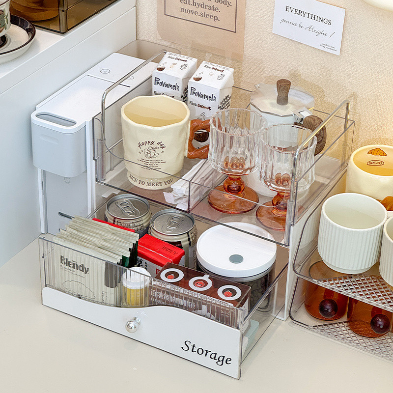 [พร้อมส่ง] ชั้นวางถุงชากาแฟโต๊ะวางเครื่องชงกาแฟชั้นวางอุปกรณ์ตู้น้ำชาชั้นวางแก้วน้ำเกรดบน