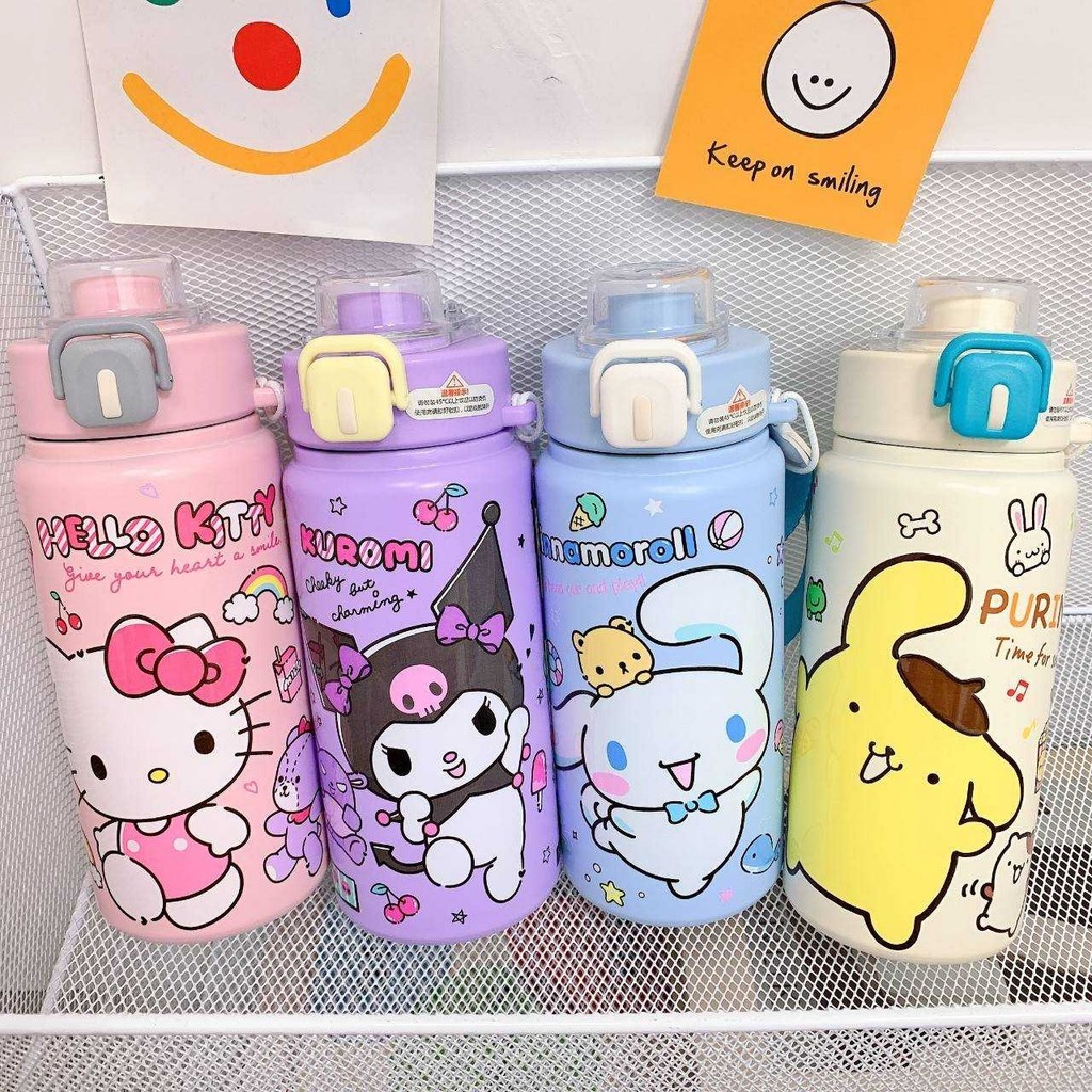 🧃 ของมันต้องมี กระติกเก็บอุณหภูมิ ลายการ์ตูน ขนาด 600 ml มีสายคล้องมือ เป็นทั้งยกดื่ม และมีหลอดในตัว สแตนเลส 316