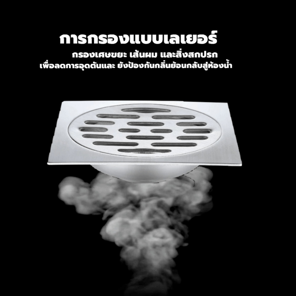 GlobalHouse Verno ตะแกรงกันกลิ่นสเตนเลส 304 รุ่น PQS-01 ขนาด 10x10x2ซม. สีสเตนเลส สินค้าของแท้คุณภาพดี - รูปที่ 2