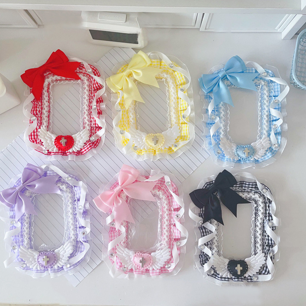 3 นิ้ว Photocard ผู้ถือเครื่องเขียนการ์ดลูกไม้แขนผ้าจี้น่ารักการ์ตูน INS หวาน DIY