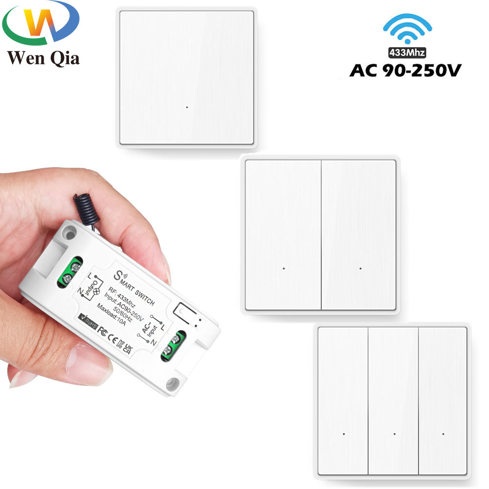 Rf433 Mhz สวิตช์ไฟไร้สายปุ่มกดผนังสมาร์ทสวิทช์ AC 110V 220V รีเลย์ตัวรับสัญญาณระยะไกลสําหรับเครื่องใช้ในบ้านโคมไฟพัดลม