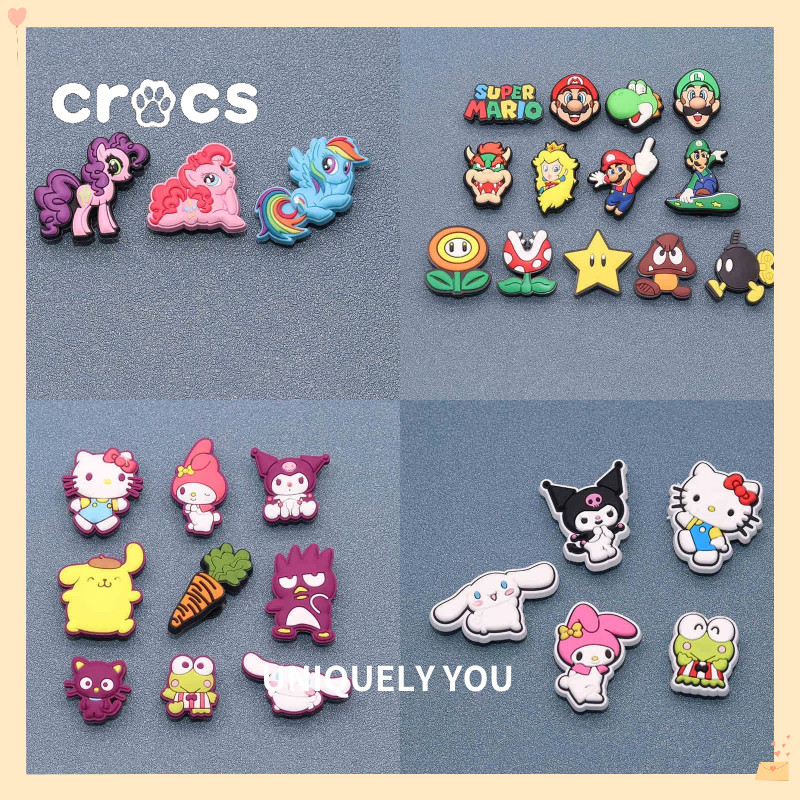 Crocs Jibbitz Coulomi หัวเข็มขัดรองเท้า Mario series ดอกไม้รองเท้า My Little Pony หัวเข็มขัดรองเท้า charm Crocs การ์ตูนรูอุปกรณ์เสริมรองเท้า