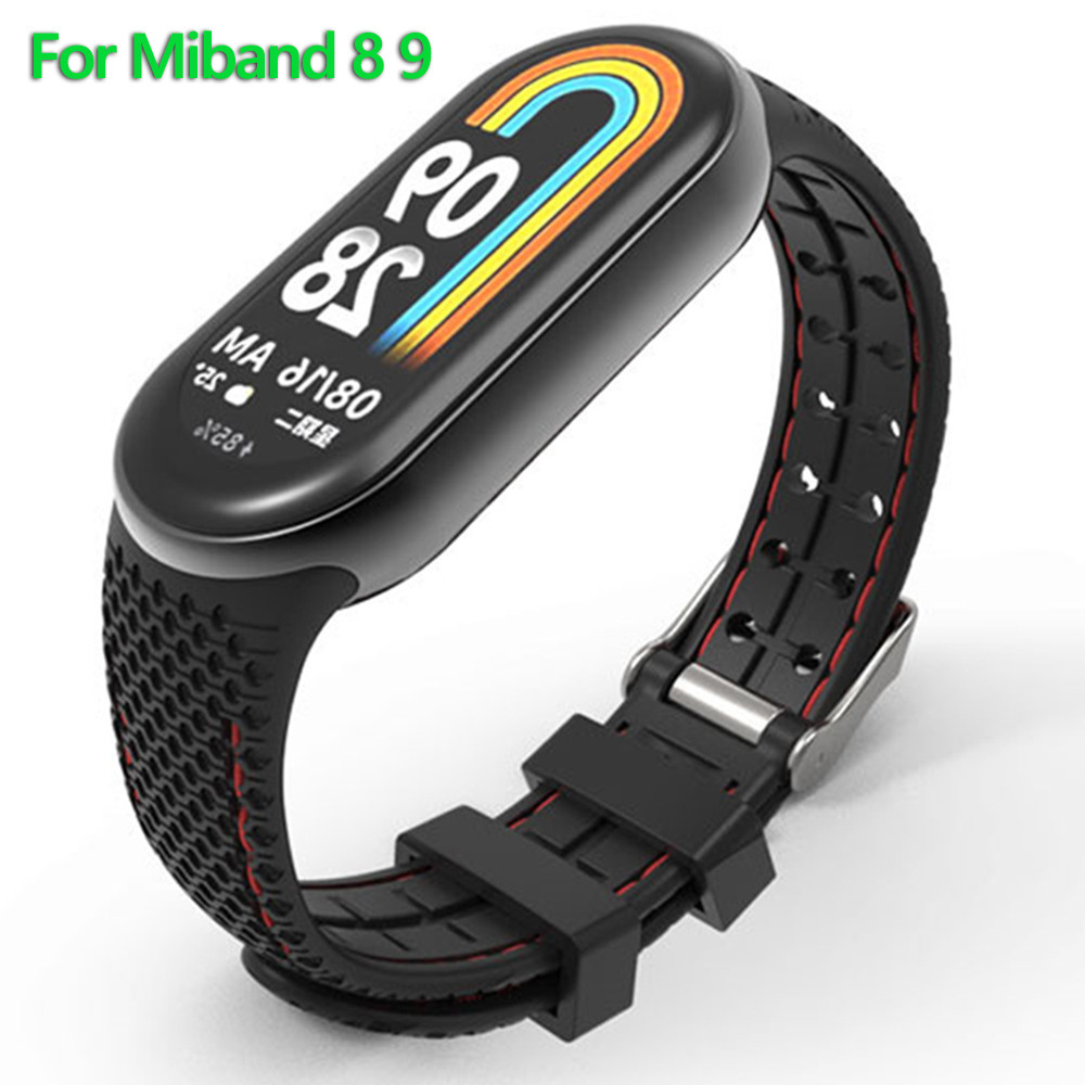 สายรัดซิลิโคนสําหรับ Mi Band 8 9 สร้อยข้อมือยาง Watchband เปลี่ยนสร้อยข้อมือนาฬิกาข้อมือ Smartwatch Correa สําหรับ Xiaomi Mi Band 8 สาย