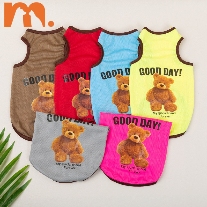 [Muhsinpet] เสื้อกั๊กระบายอากาศสําหรับสัตว์เลี้ยง เสื้อกั๊กลายหมี