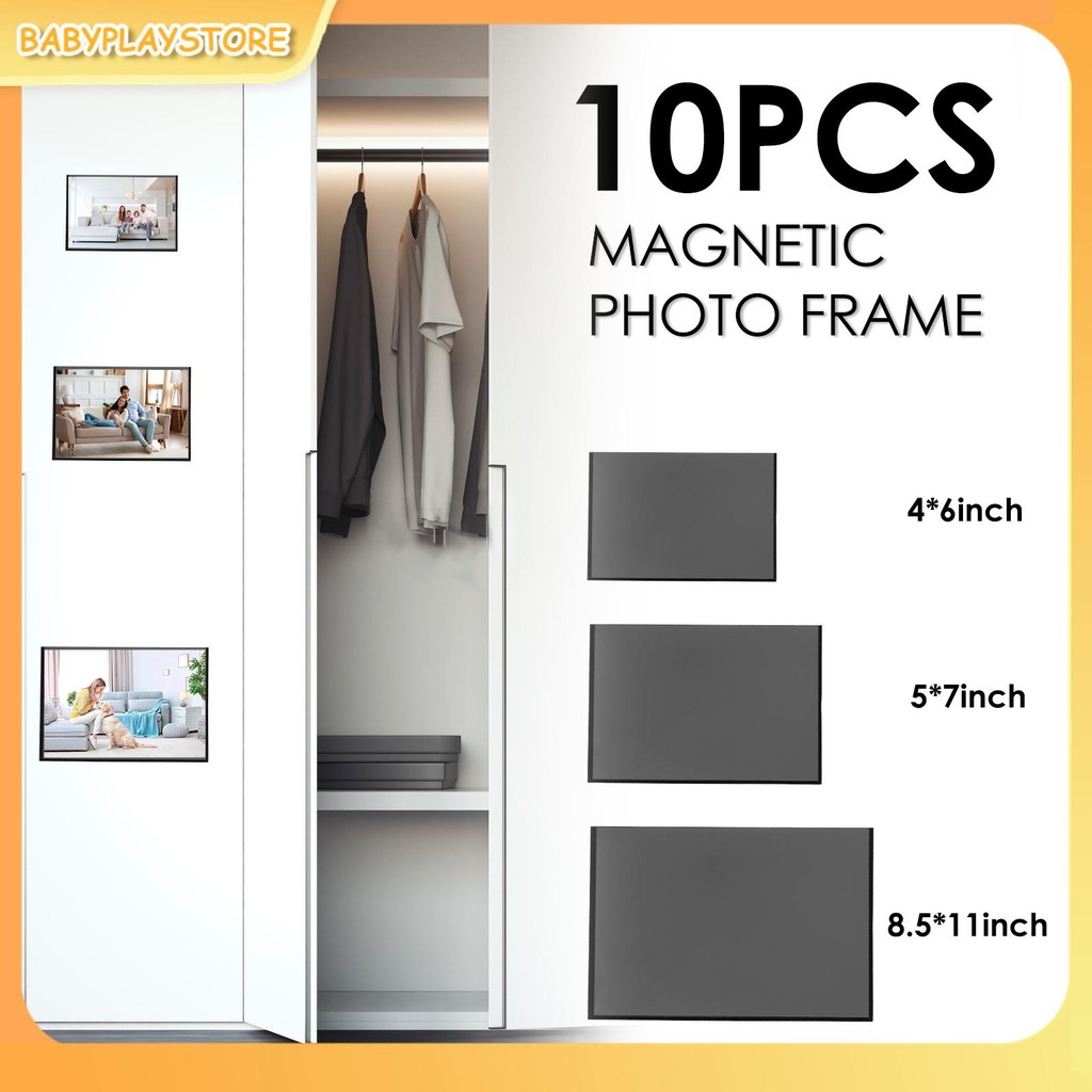 10 ชิ้นกรอบรูปแม่เหล็กกระเป๋าแม่เหล็กแม่เหล็กผู้ถือป้ายแม่เหล็ก PVC ใสกรอบรูปแม่เหล็ก 4x6 นิ้ว/5x7 นิ้ว/8.5x11 นิ้ว SHOPQJC0193
