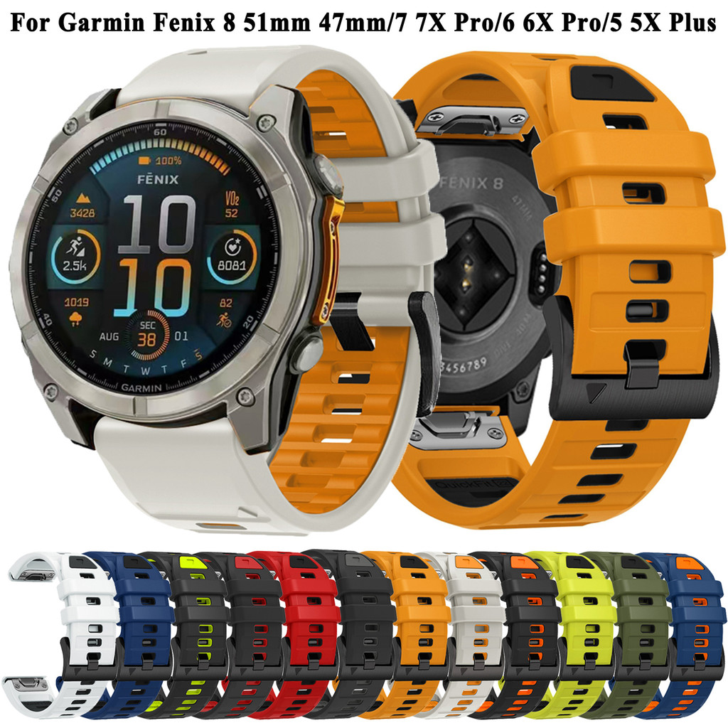 อย่างเป็นทางการสายรัดซิลิโคนสำหรับ G armin Fenix 7 7X Pro 6 6X Pro 5 5X บวกสัญชาตญาณ2X E nduro 3 2 D2เดลต้า epix โคตร22มิลลิเมตร26มิลลิเมตร QuickFit นาฬิกาวง