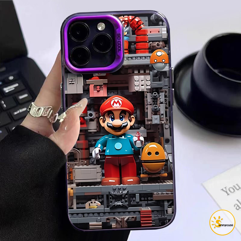 เคส IMD ชุบลาย Building Block Mario เข้ากันได้กับ Realme C51 C21 C53 C67 C12 C25 C11 C20 C17 C33 C20A C15 5 5i C30 6i 7i