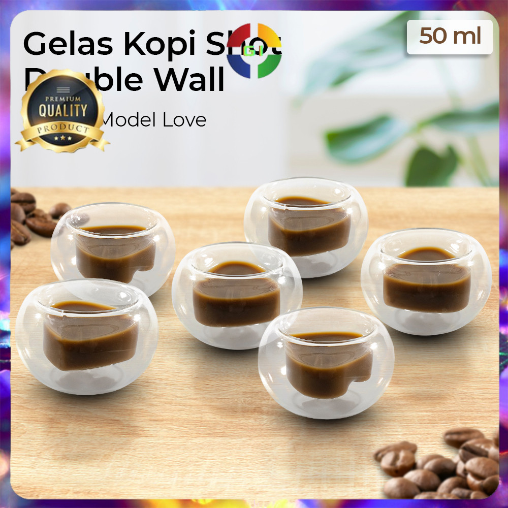 (GI) Aesthetic Cafe Double Wall Coffee Tea Cup 50ml