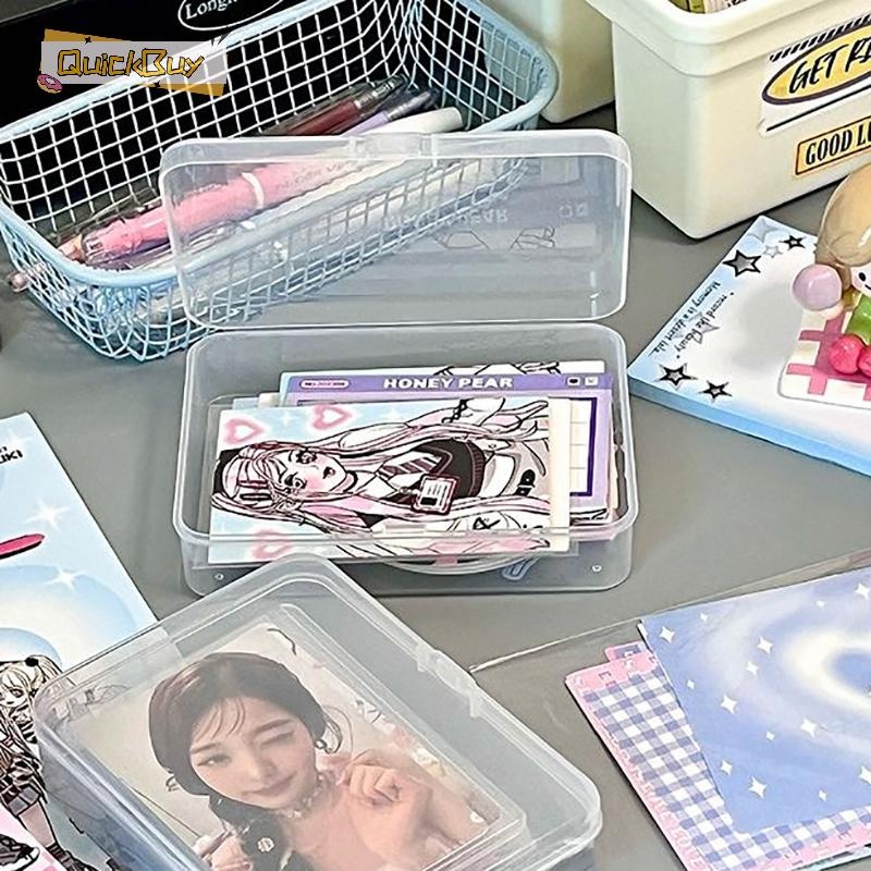 Quickbuy ใหม่กล่องเก็บพลาสติกใส Photocards กล่องเก็บการ์ดขนาดเล็กโต๊ะ Organizer กล่องการจําแนกกล่องเครื่องเขียนใหม่