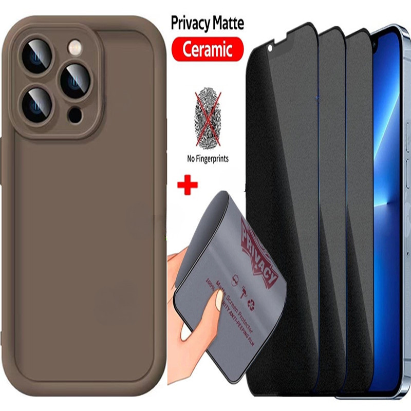 2in1 เคสโทรศัพท์ + Matte Anti Spy เซรามิคกระจกนิรภัยสําหรับ Realme หมายเหตุ 50 C61 C67 C55 C53 C51 C