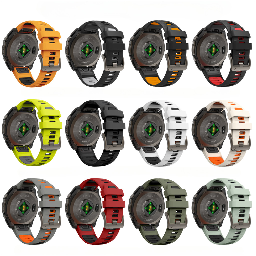 Quickfit 22 มม.26 มม.Double-Tone กีฬานาฬิกาสําหรับ Garmin Fenix 8 E 7 7X 6 6X 5 5X Plus/Epix Pro Gen 2/Enduro 3 สายซิลิโคน