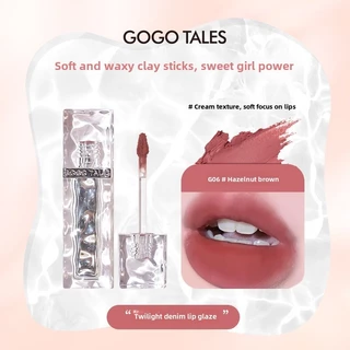 Gogo TALES Ice Cubes Lip Mud ฤดูใบไม้ร่วงและฤดูหนาวลิปสติก Lip Gloss ราคาไม่แพง Student Matte Powder Blusher Lip Glaze Do Not Stick Lip Gloss