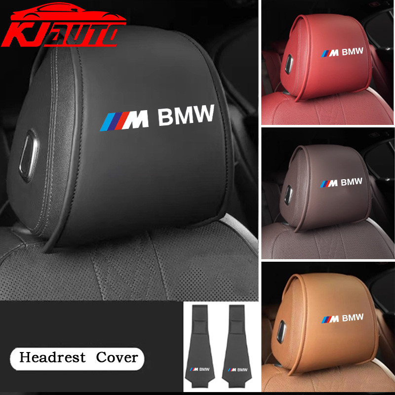 1/2pcs BMW M หนังรถที่นั่ง Headrest ป้องกันอุปกรณ์ตกแต่งภายในสําหรับ BMW 1 2 3 4 5 6 7 Series X1 X2 