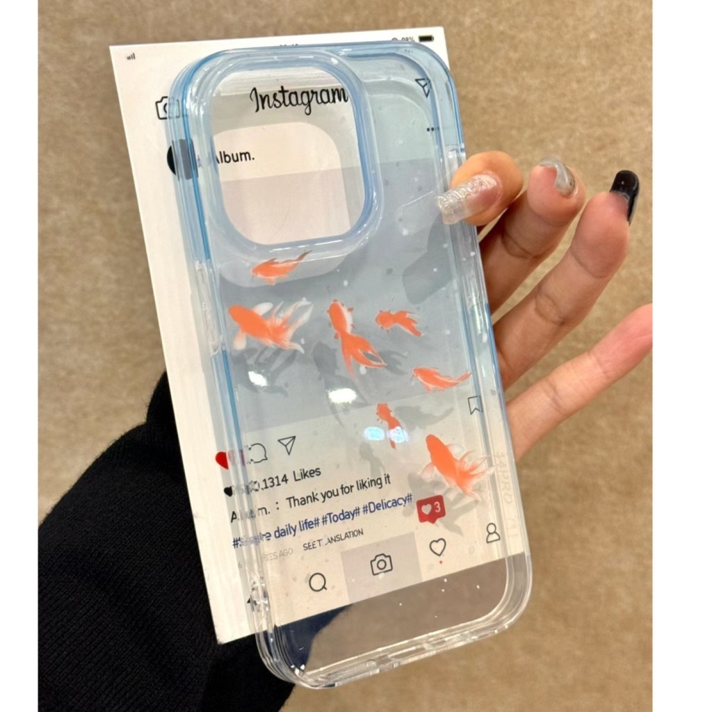 Small Koi เหมาะสําหรับ Apple 16/15/14/13promax เคสโทรศัพท์ 12/11/xr Soft Case xs Creative 7p/8plus เคสโทรศัพท์