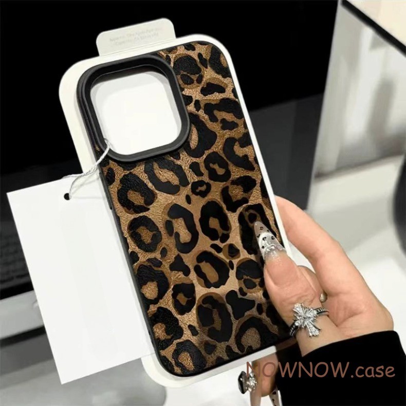 สําหรับiphone 16 15 14 13 12 11 Pro MAX X XR XS MAX 7 8 Plus INS Coolเสือดาวพิมพ์หนังรูปแบบเคสโทรศัพท์ปกอ่อน